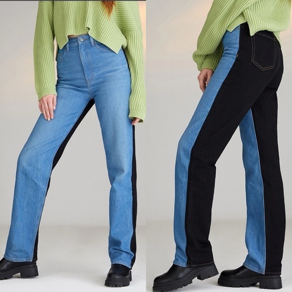 PACSUN Blue and Black Paneled Boyfriend High-Rise Jeans NWT Size 27 - Picture 13 of 13